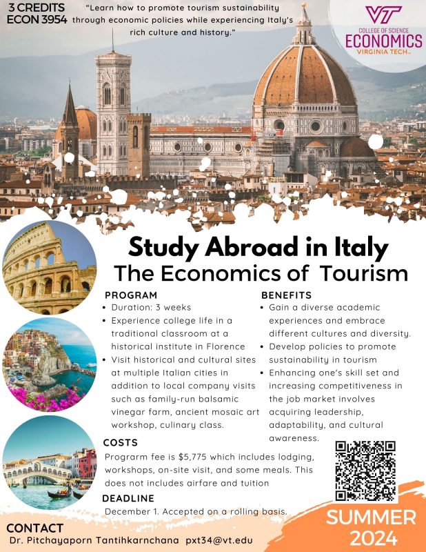 Flyer detailing the Study Abroad course in Ital